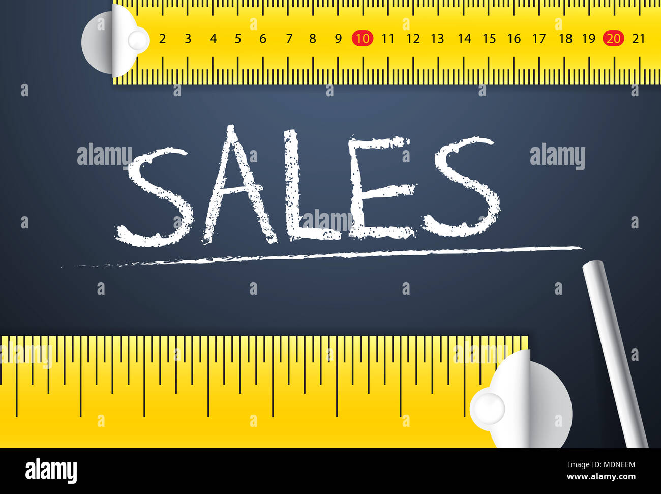 Measuring sales performance and achievement. Various way of measurement of sales objective of corporate salesperson Stock Photo