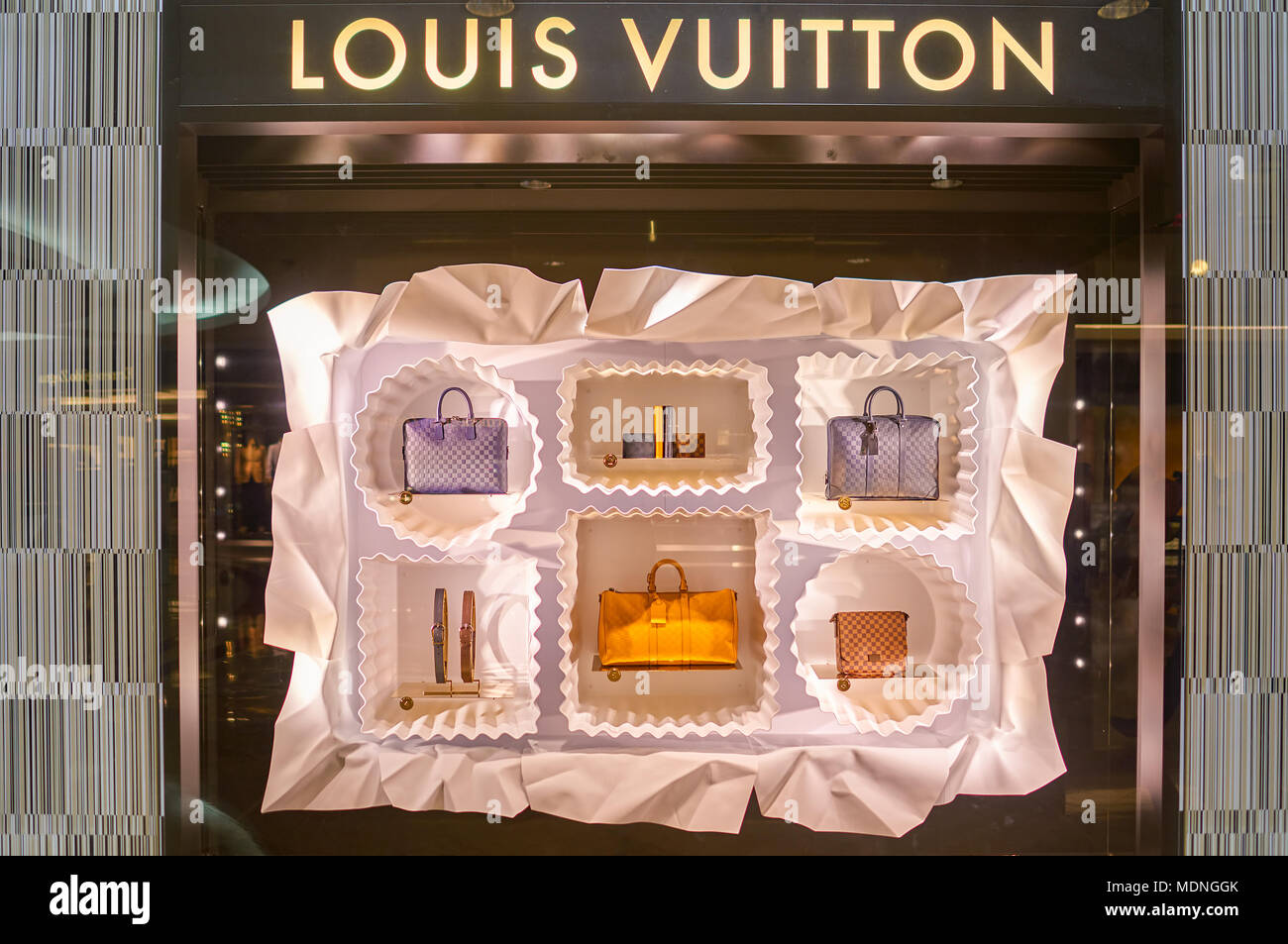 KUALA LUMPUR, MALAYSIA - APRIL 23, 2014: goods on display at Louis Vuitton  store. Louis Vuitton is a French fashion house and luxury retail company  Stock Photo - Alamy
