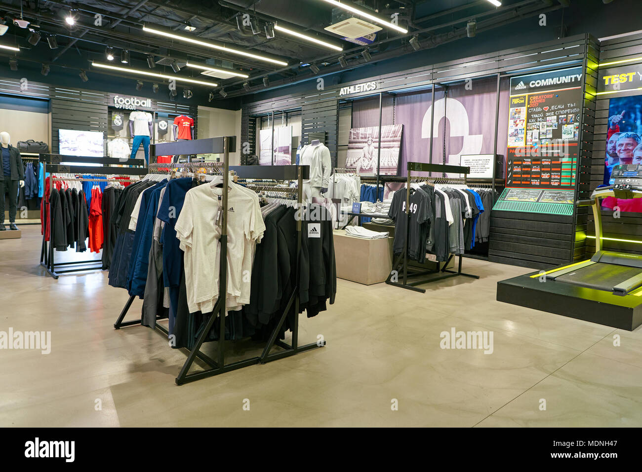 SAINT PETERSBURG, RUSSIA - CIRCA AUGUST, 2017: inside Adidas store. Adidas  AG is a German multinational corporation, that designs and manufactures sho  Stock Photo - Alamy