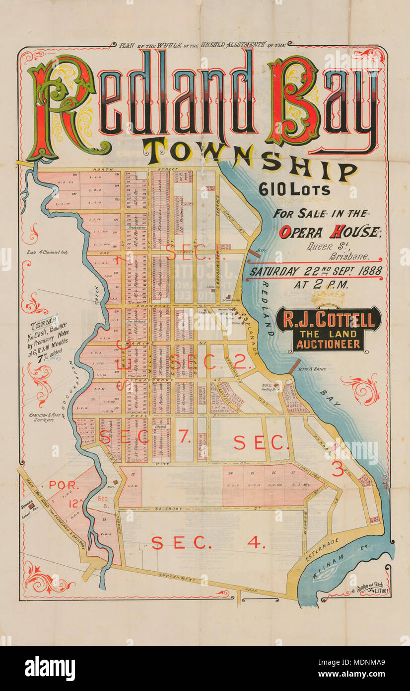 Real estate map of Redland Bay township, 1888 Stock Photo Alamy