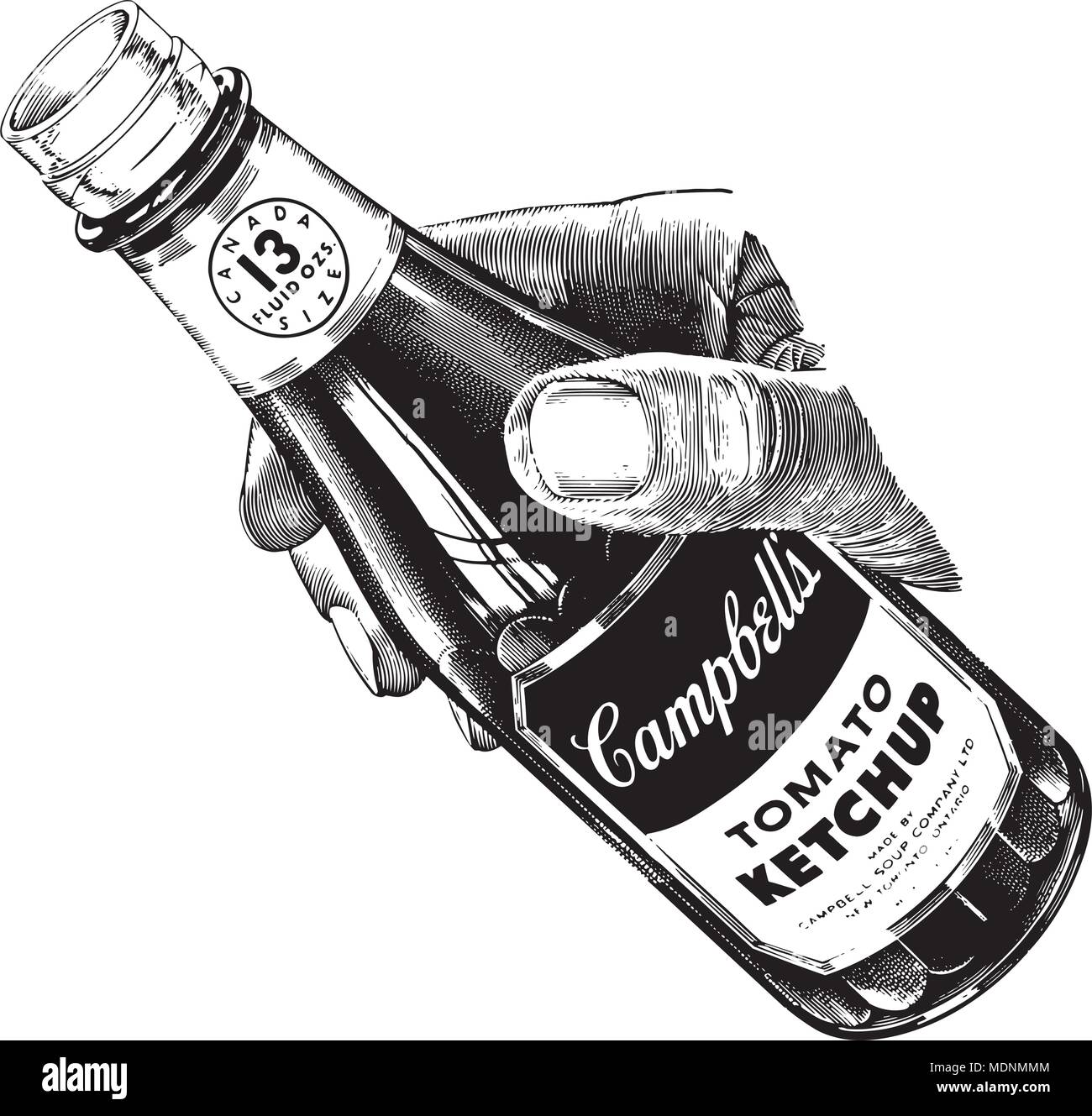 Campbells Tomato Ketchup Retro Clipart Illustration Stock Vector