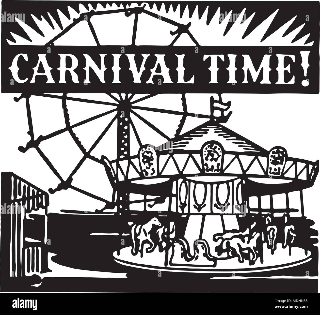 Carnival Time - Retro Ad Art Banner Stock Vector