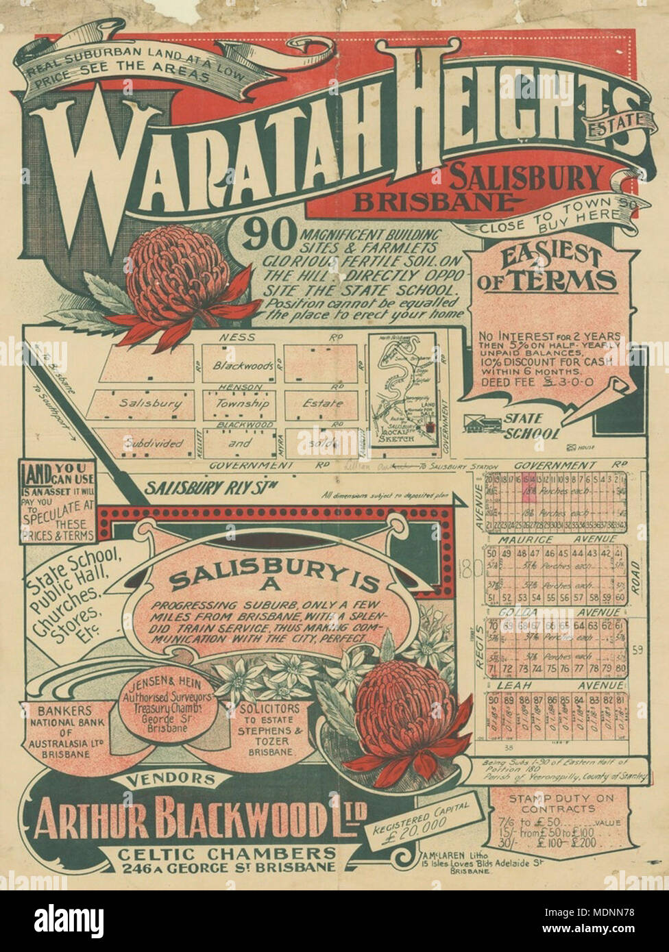 Real estate map of Waratah Heights Estate, Salisbury, Brisbane, ca