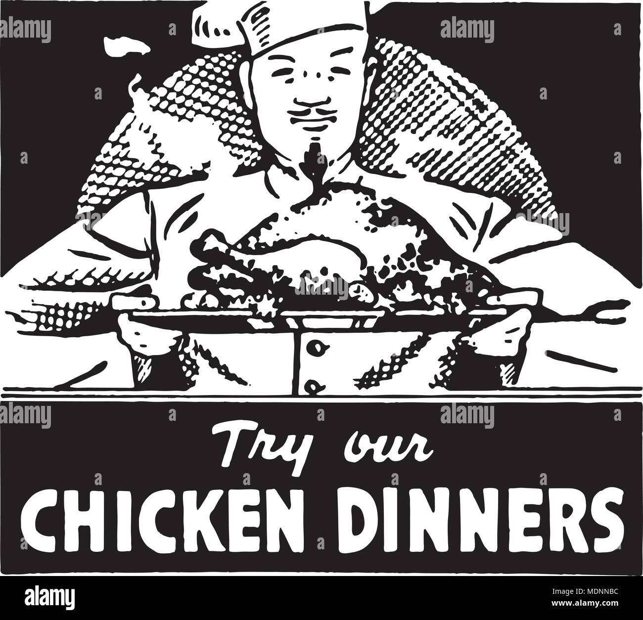 Chicken Dinners - Retro Ad Art Banner Stock Vector Image & Art - Alamy