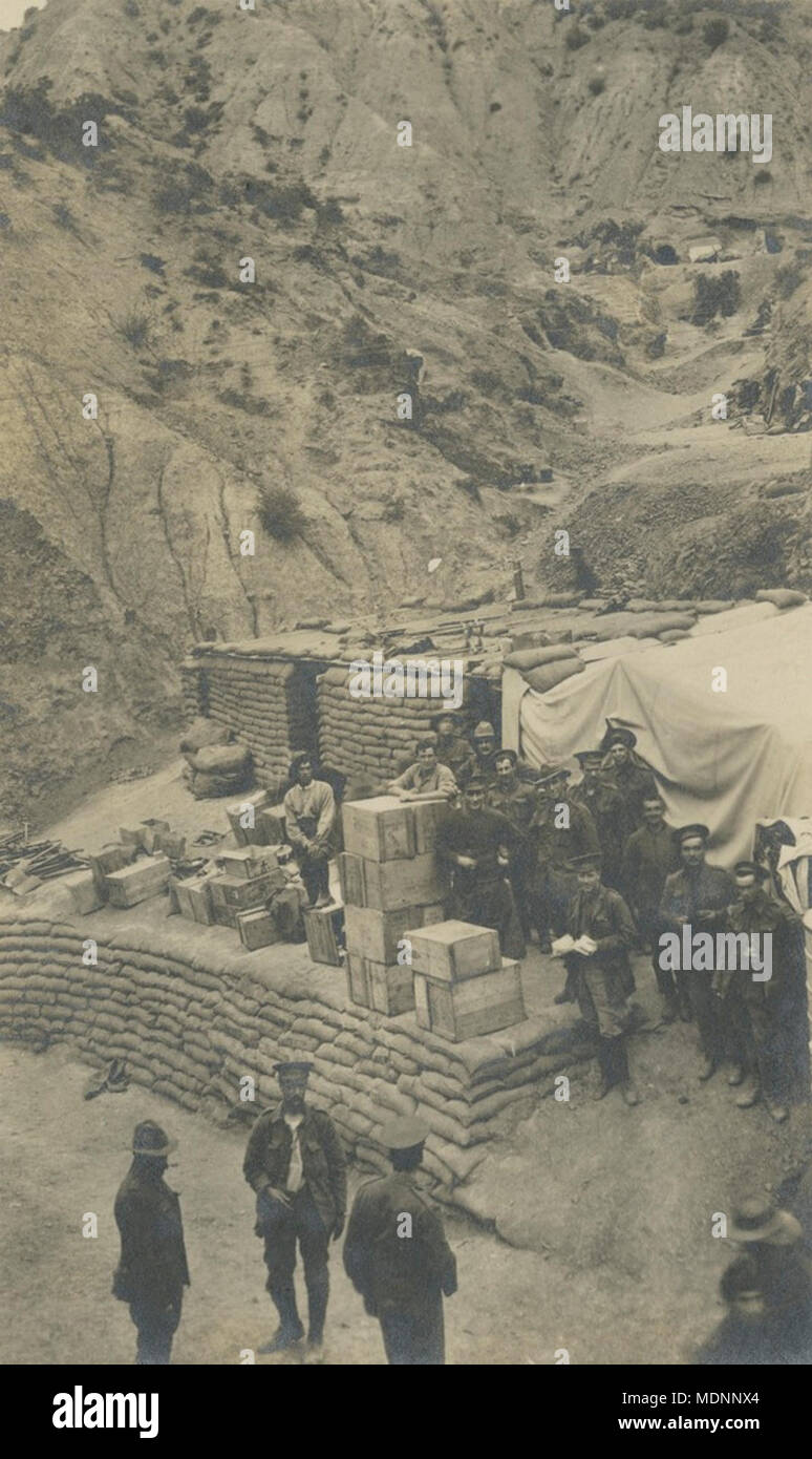 Sandbagged storage depot at Gallipoli, Turkey Stock Photo