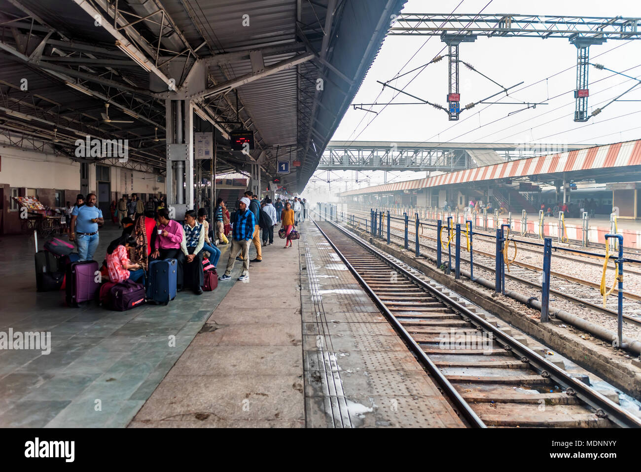 AGRA, INDIA - NOVEMBER 9, 2017: People at train station in Agra, India Stock Photo