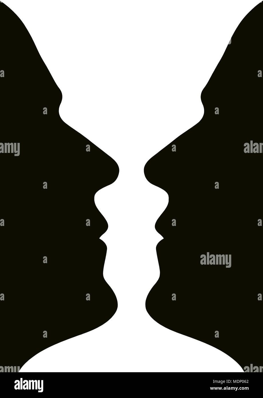 A goblet or two heads, vector illustration of an optical illusion Stock Photo