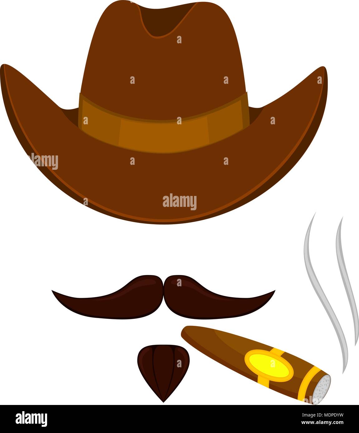 Colorful cartoon smoking cowboy avatar Stock Vector