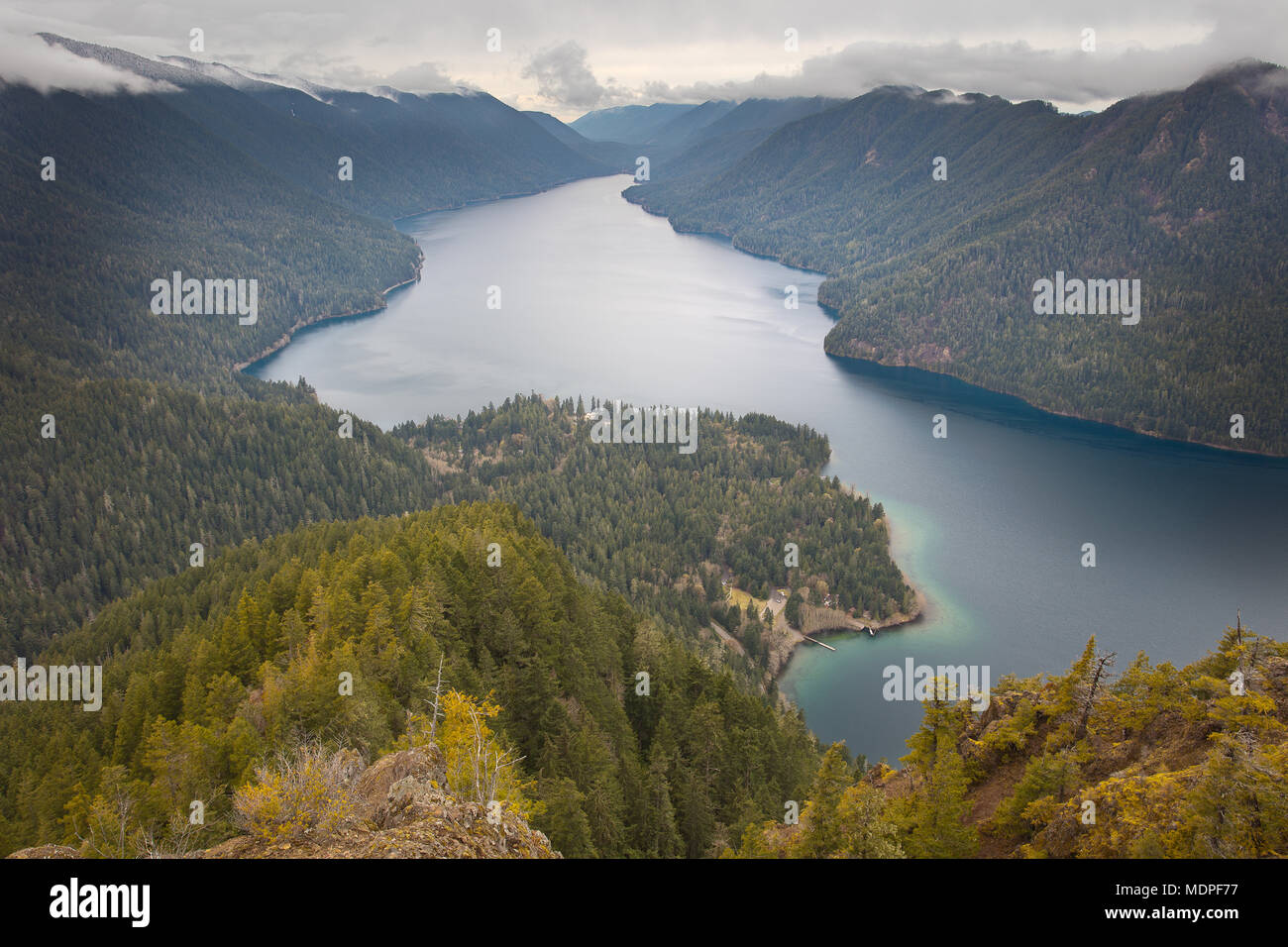Lake Crescent From Mount Storm King, Olympic National Park, Washington State Stock Photo