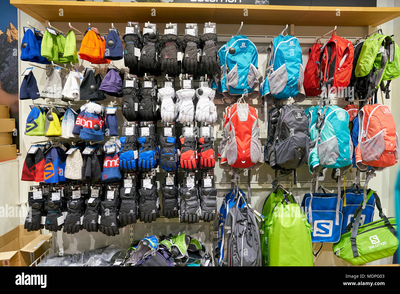 SAINT PETERSBURG, RUSSIA - CIRCA OCTOBER, 2017: inside Salomon store in  Saint Petersburg. The Salomon Group is a sports equipment manufacturing  compan Stock Photo - Alamy