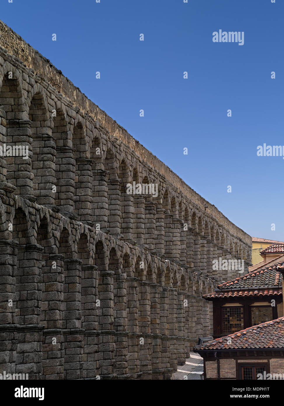 Fragment of the Roman aqueduct in Segovia Stock Photo