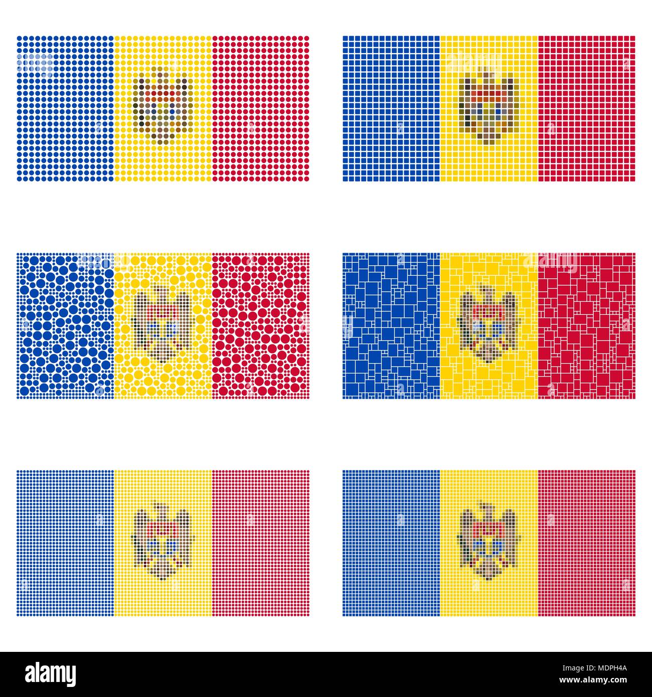 Mosaic Moldova flag set Stock Vector