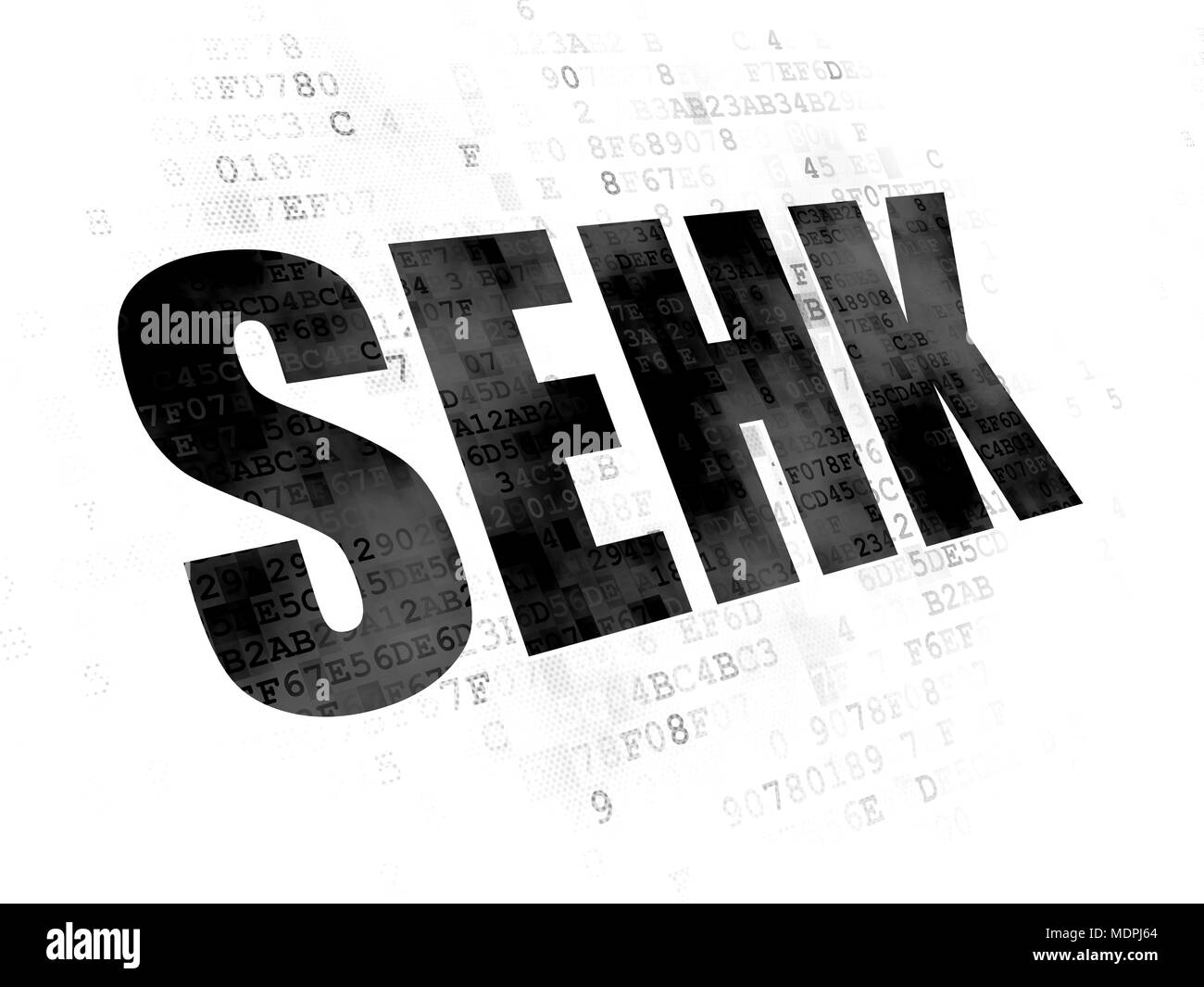 Stock market indexes concept: Pixelated black text SEHK on Digital background Stock Photo
