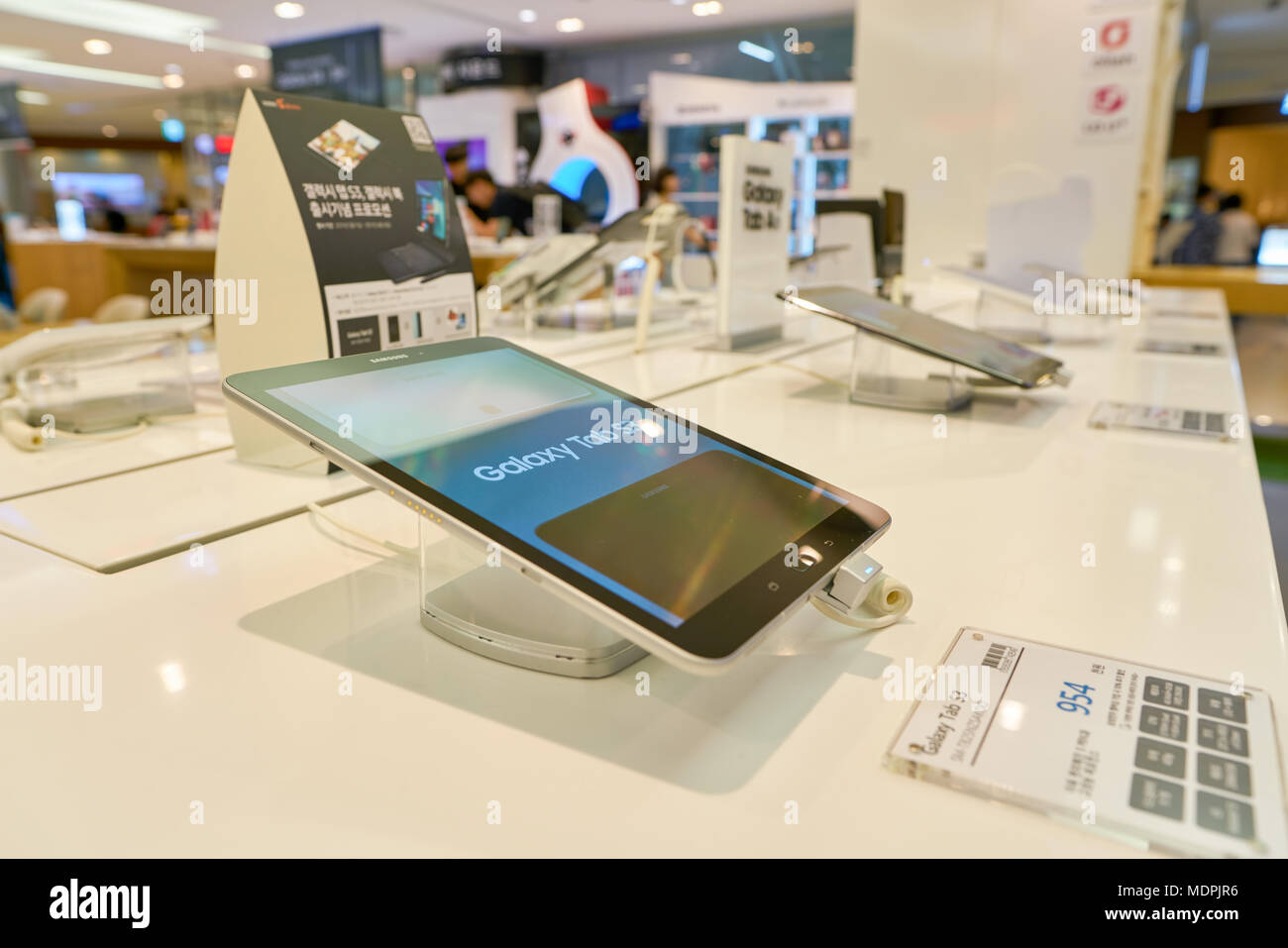 BUSAN, SOUTH KOREA - MAY 28, 2017: Galaxy Tab S3 on display at Lotte Department Store in Busan. Stock Photo