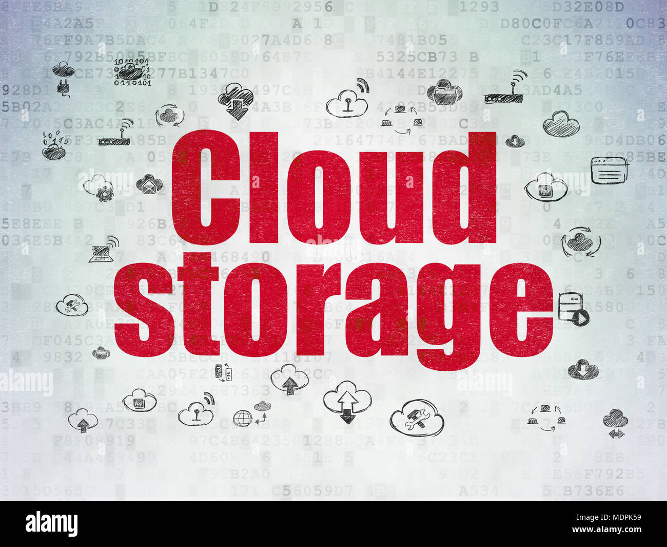 Cloud computing concept: Painted red text Cloud Storage on Digital Data ...