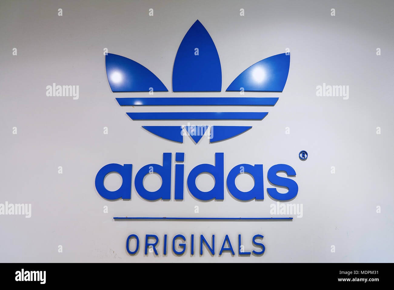 BUSAN, SOUTH KOREA - CIRCA MAY, 2017: close up shot of Adidas Originals  sign Stock Photo - Alamy
