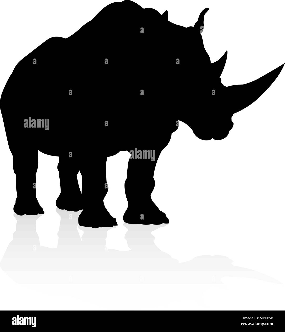 Rhino Animal Silhouette Stock Vector