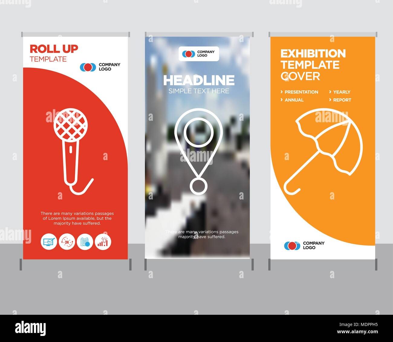 Open Umbrella Modern Business Roll Up Banner Design Template