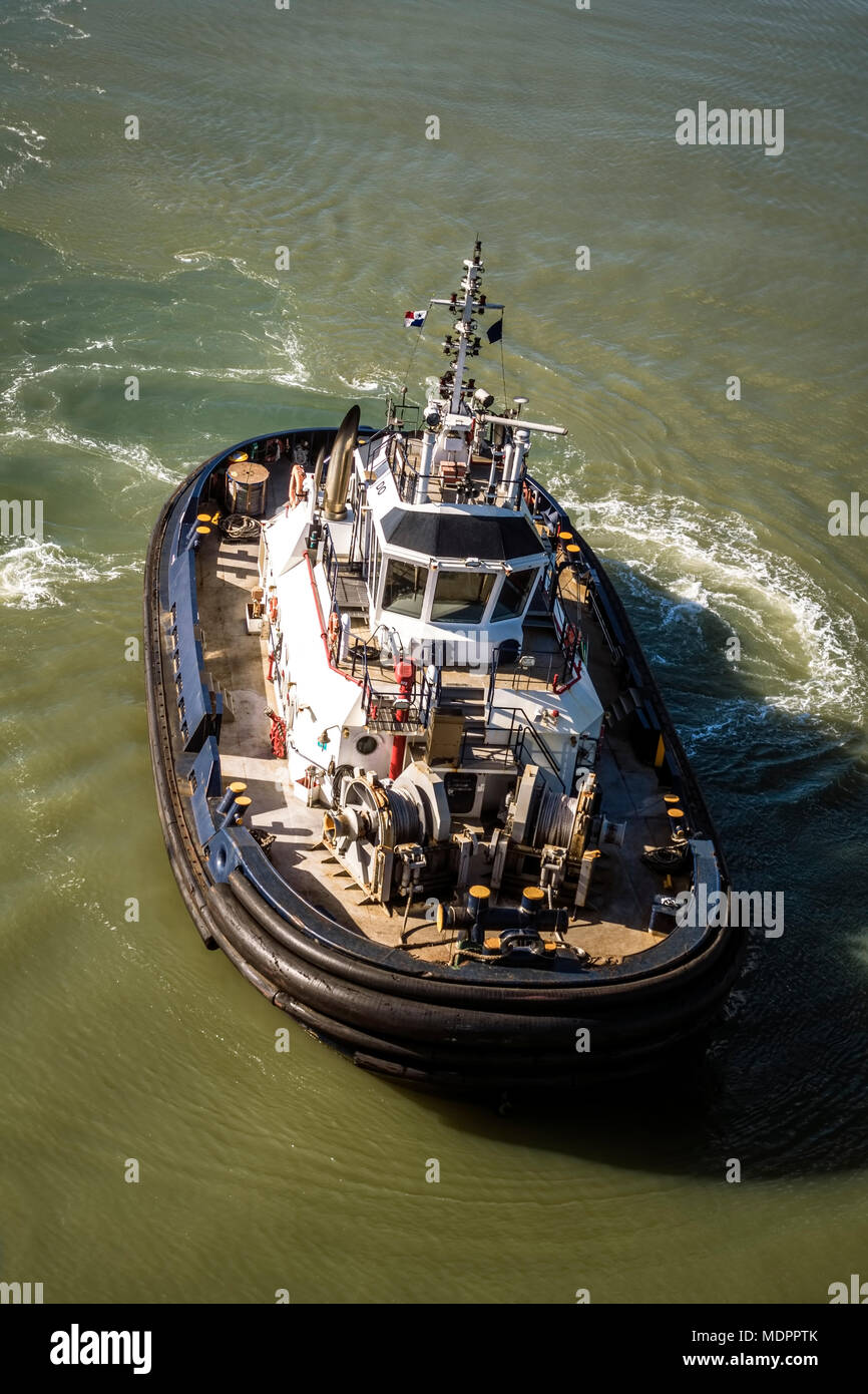 tugboat seen from above Stock Photo