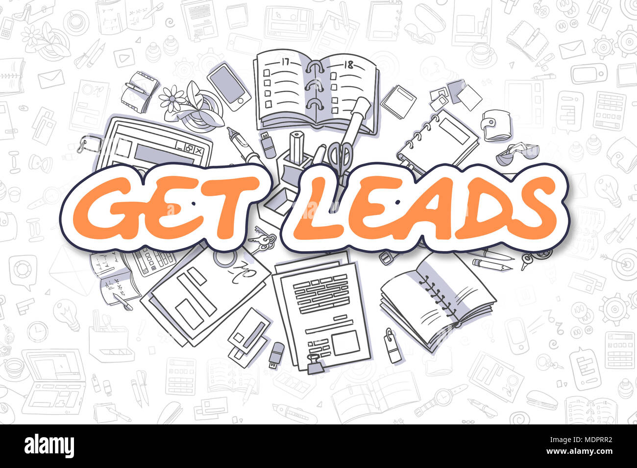 Get Leads - Cartoon Orange Text. Business Concept. Stock Photo