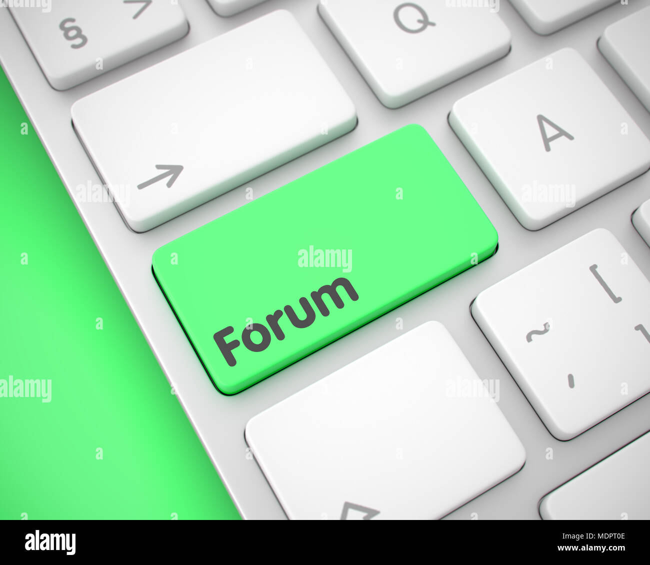 Forum - Message on Green Keyboard Keypad. 3D. Stock Photo