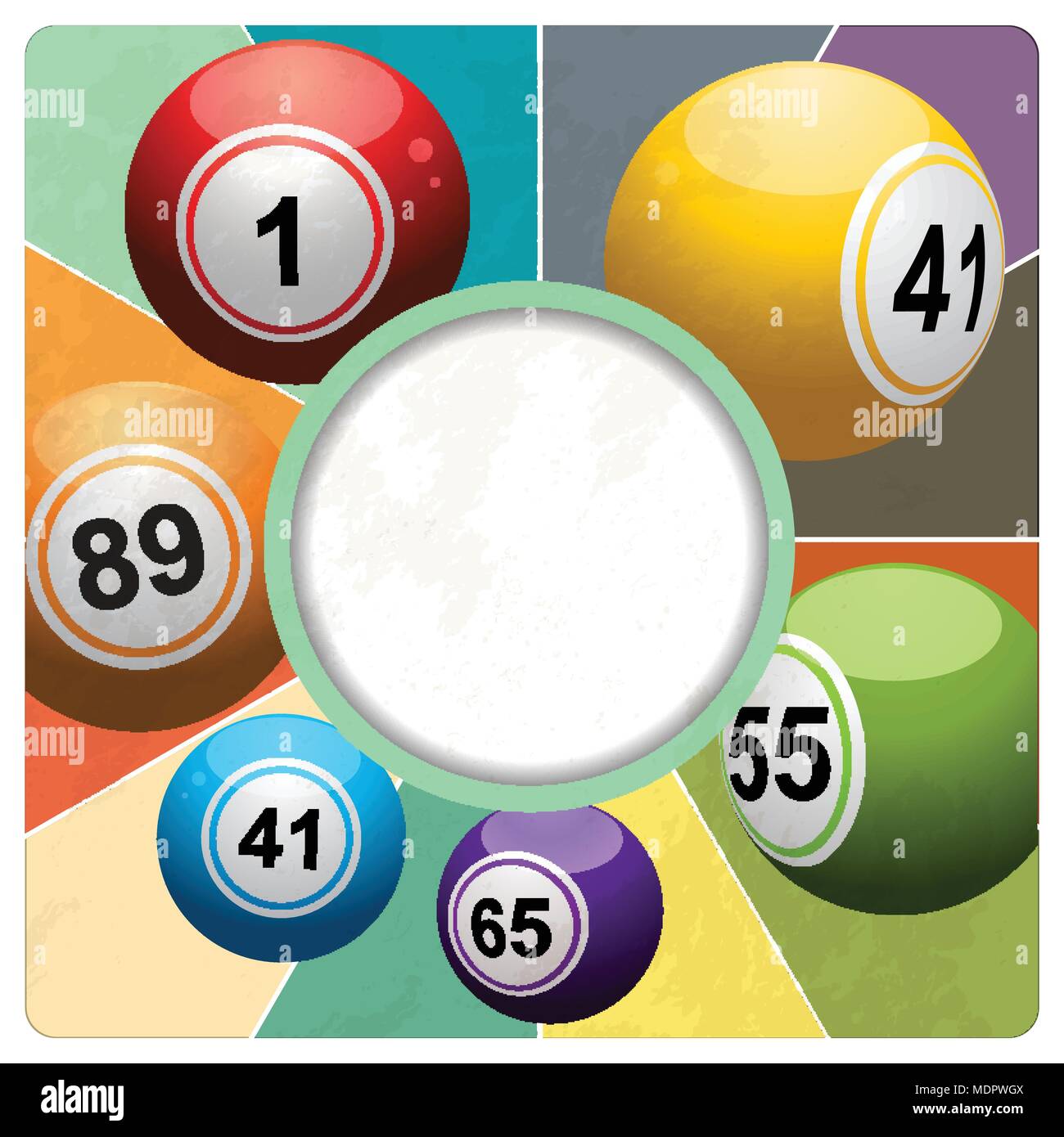 3D Illustration of Retro Vintage Bingo Lottery Balls With Border Over