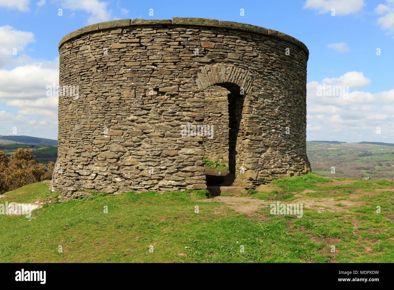 Billy Wynt on the Graig, Llantrisant, South Wales, UK. This stone tower