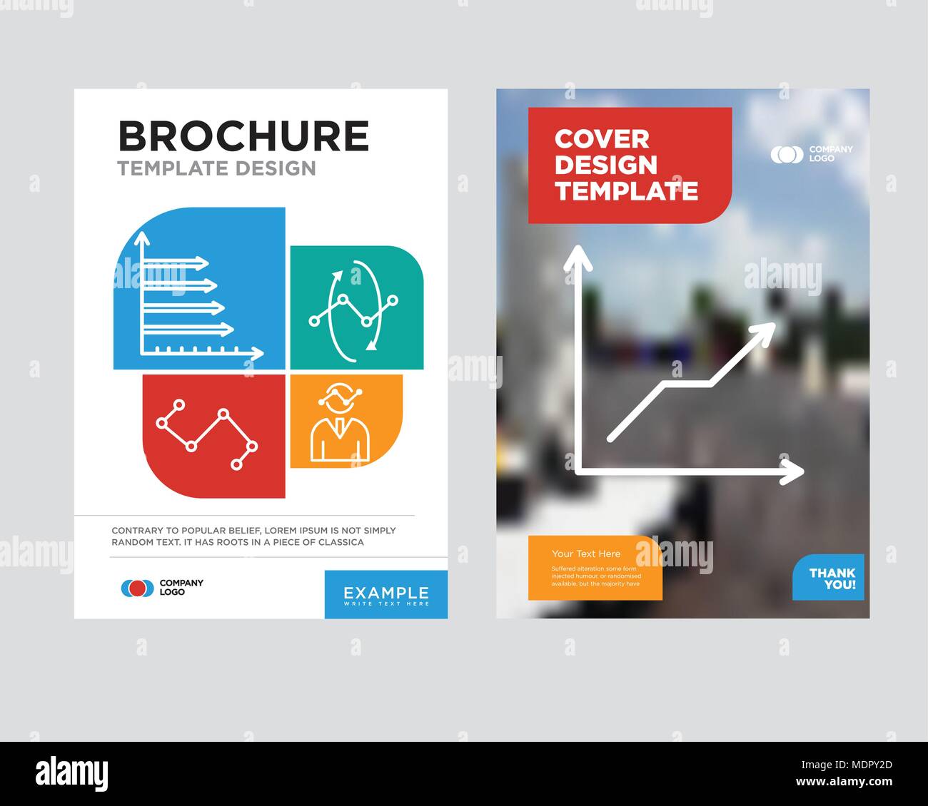 Data analytics descending brochure flyer design template with abstract photo background, Human graphics, Data analytics interface circles, Nodes conne Stock Vector