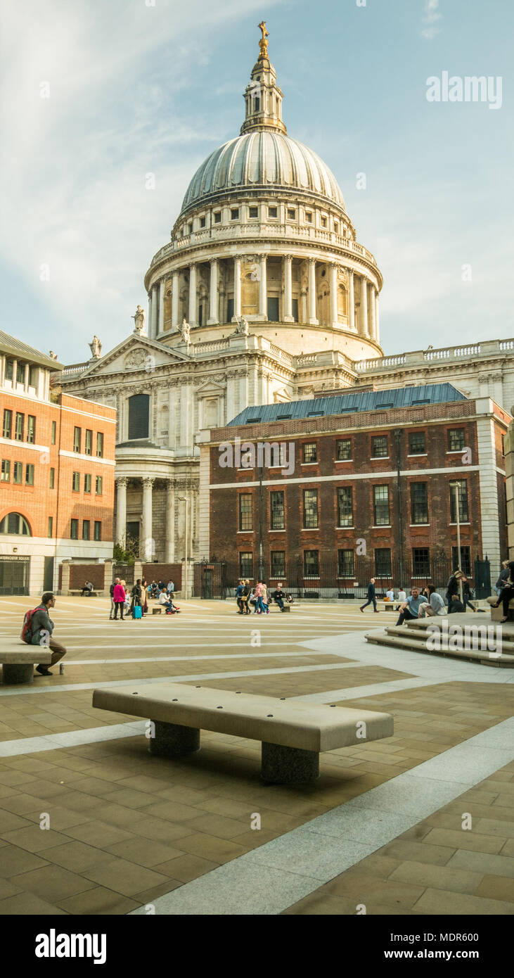 St Pauls Cathedral viewed from Paternoster Square, London England Stock Photo