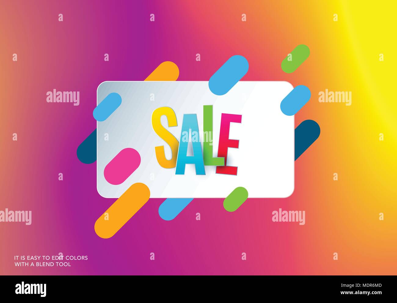 Sale banner template design on colourful background. Special offer for shopping, retail. Typography, lettering for website, flyer. Stock Vector