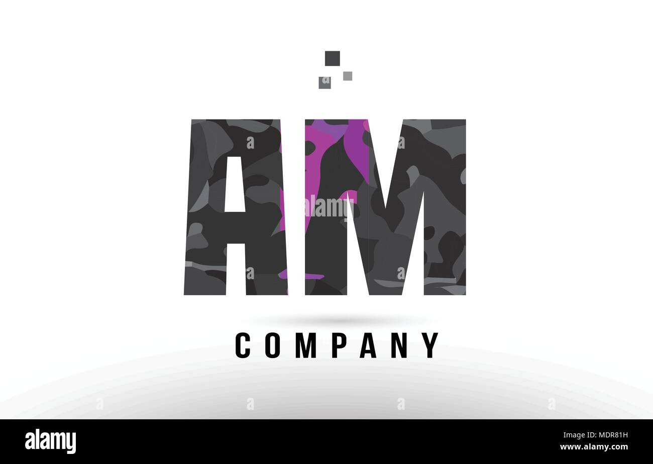 purple black alphabet letter am a m logo combination design suitable ...