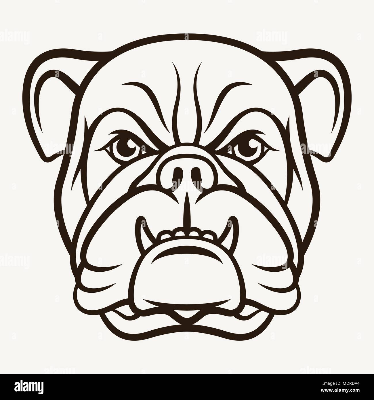 Head of an angry bulldog. This vector illustration can be used as a print on T-shirts, tattoo element or other uses Stock Vector