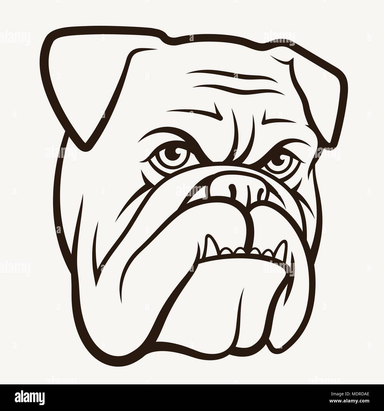 Handdrawn Old School Tattoo Set Of Angry Bulldog With Spiked Collar Stock  Illustration - Download Image Now - iStock