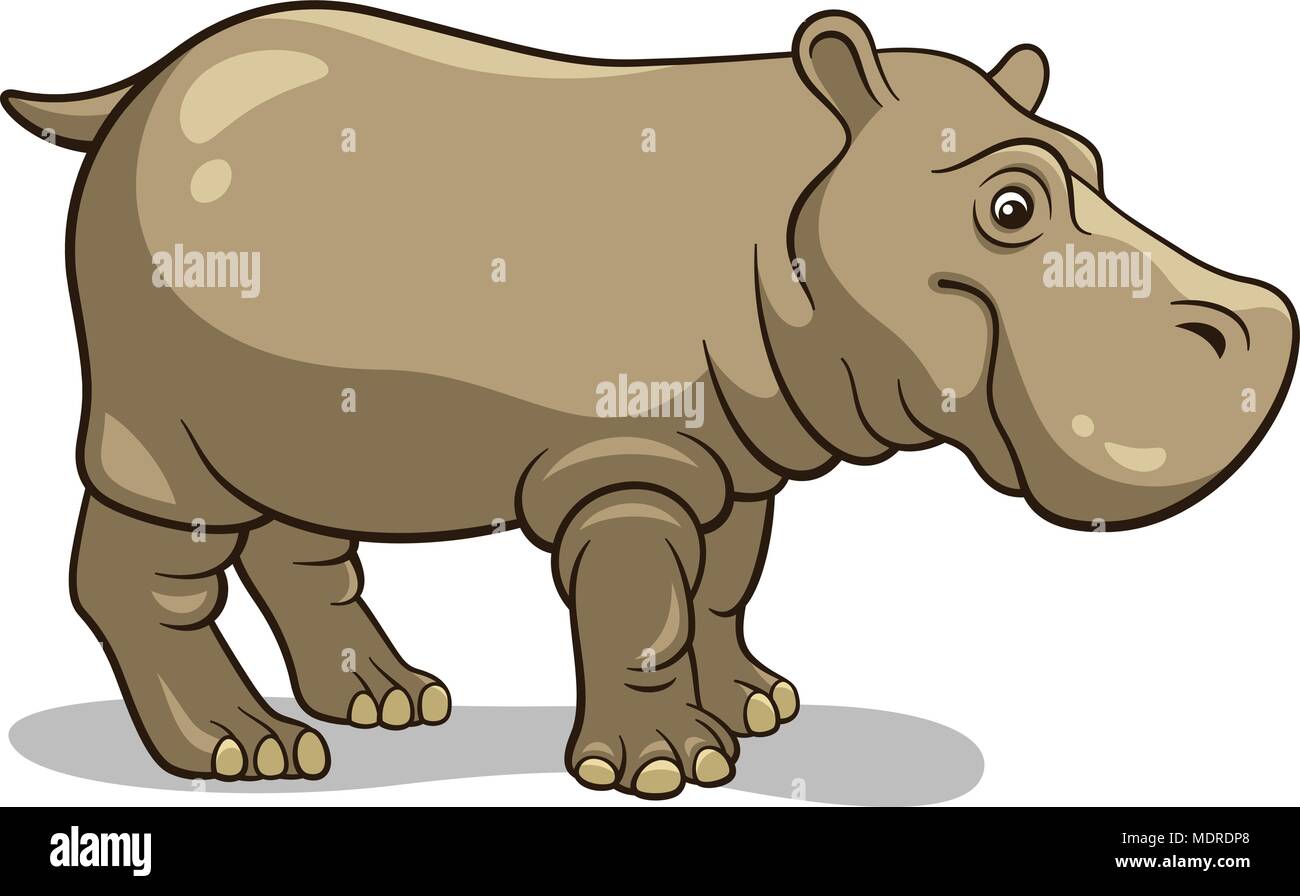 Hippopotamus in cartoon style isolated on white. This vector illustration can be used as a print on kid's T-shirt or other uses Stock Vector
