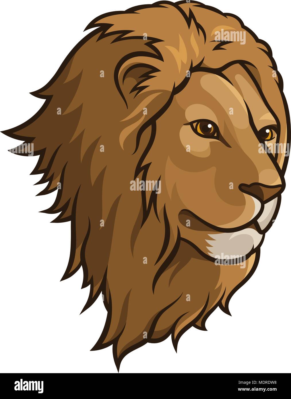 Lion head isolated on white. This vector illustration can be used as a print on T-shirts, tattoo element or other uses Stock Vector