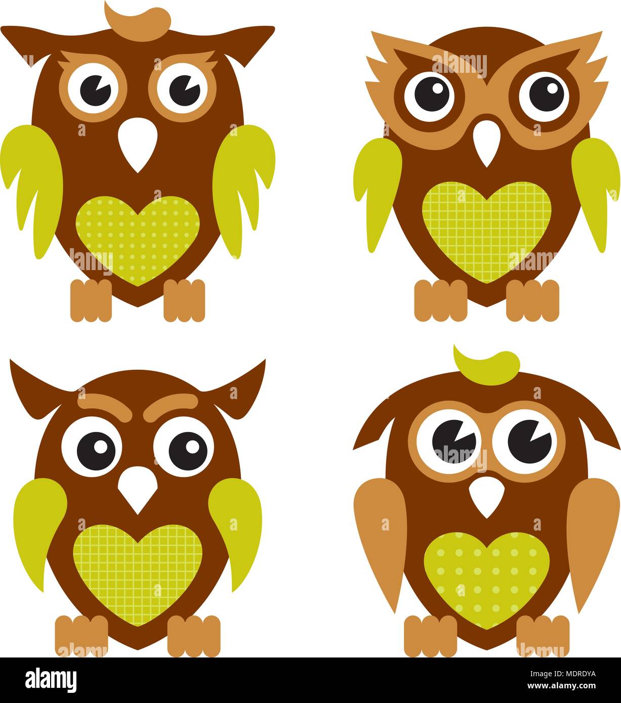 Vector illustration of cute owls isolated on white Stock Vector Image ...
