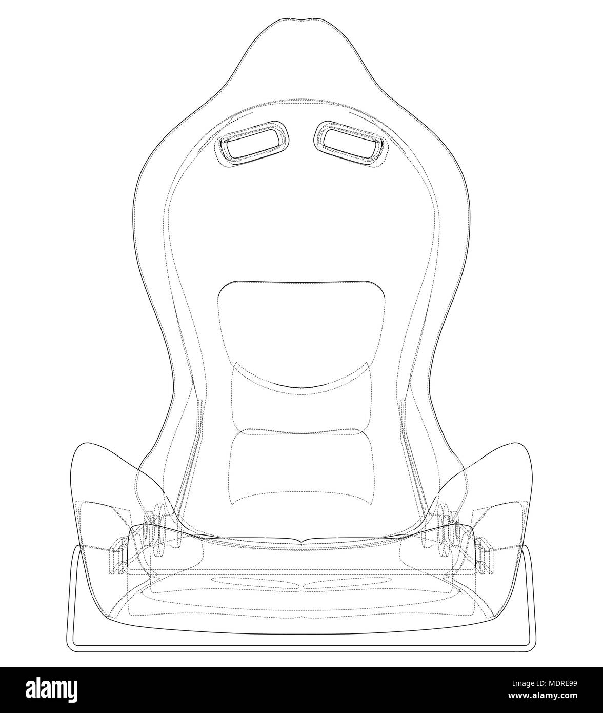 Car seat outlined vector rendering of 3d Stock Vector