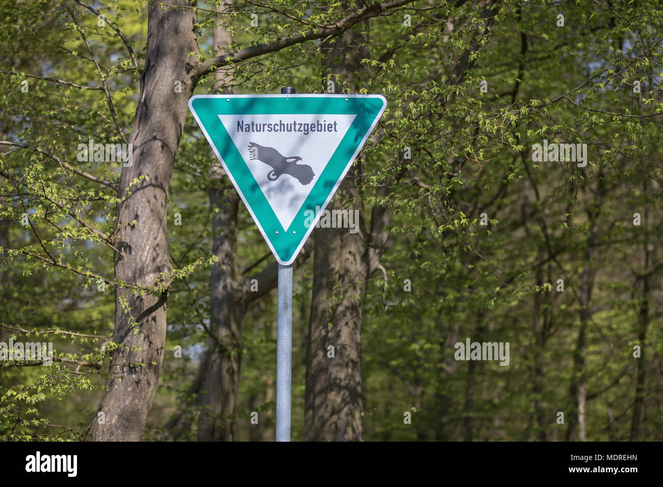 Schild an Naturschutzgebiet Stock Photo