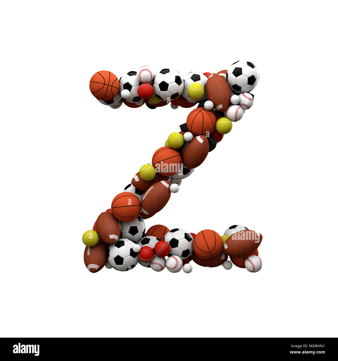 Letter Z. Font made from sports balls. 3D Rendering Stock Photo Alamy