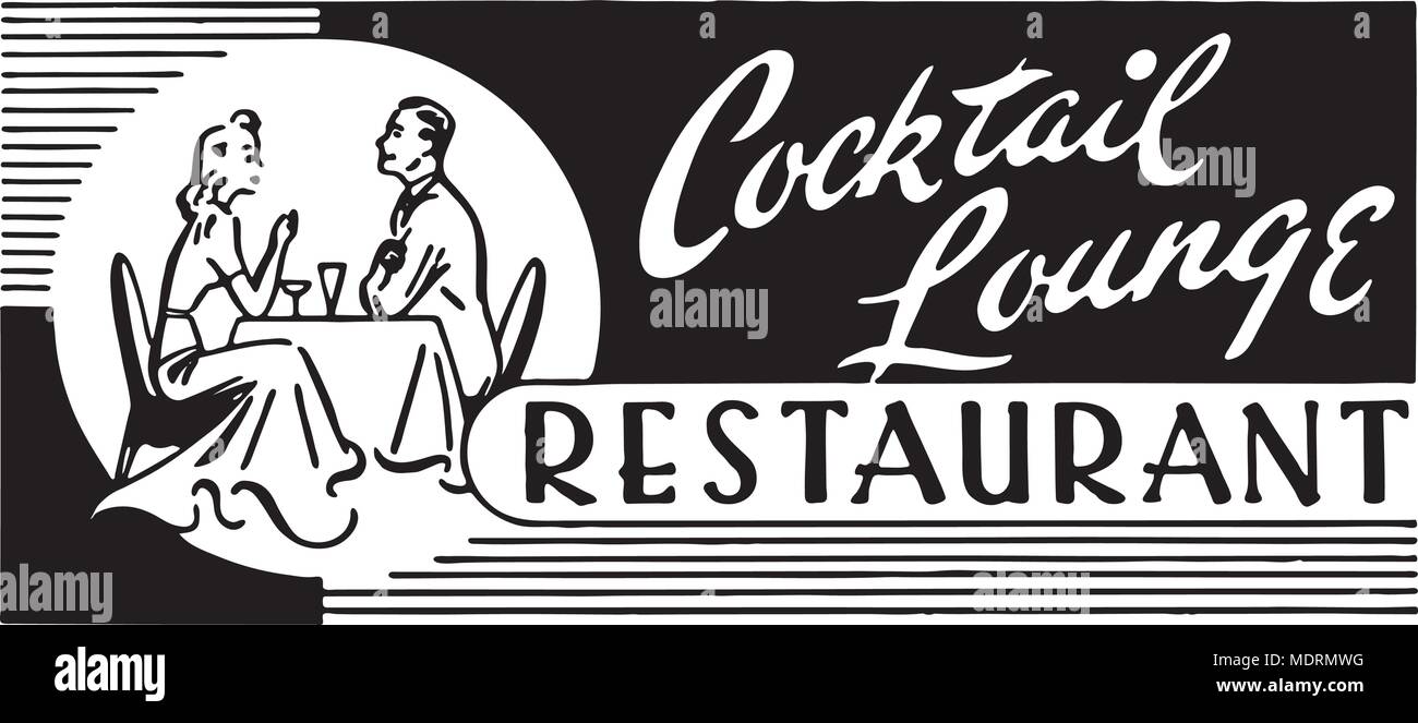 Cocktail Lounge Restaurant - Retro Ad Art Banner Stock Vector