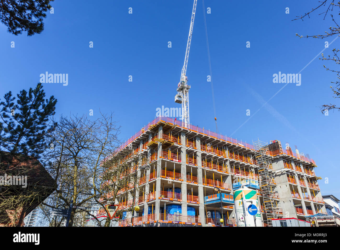 Shell of a new residential apartment block under construction near the ...
