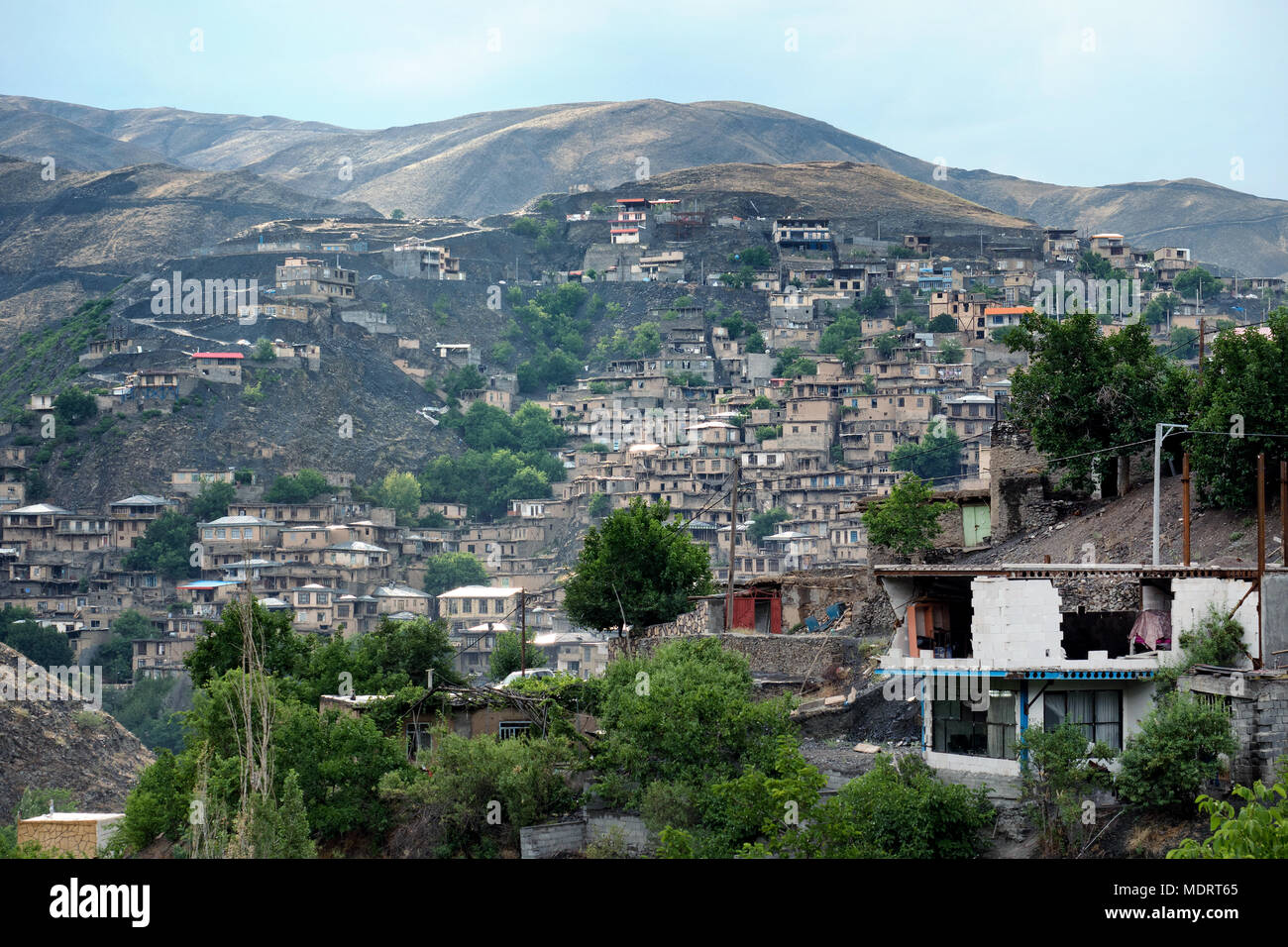 Kang, a stepped village on the mountains around Mashhad, Iran Stock Photo