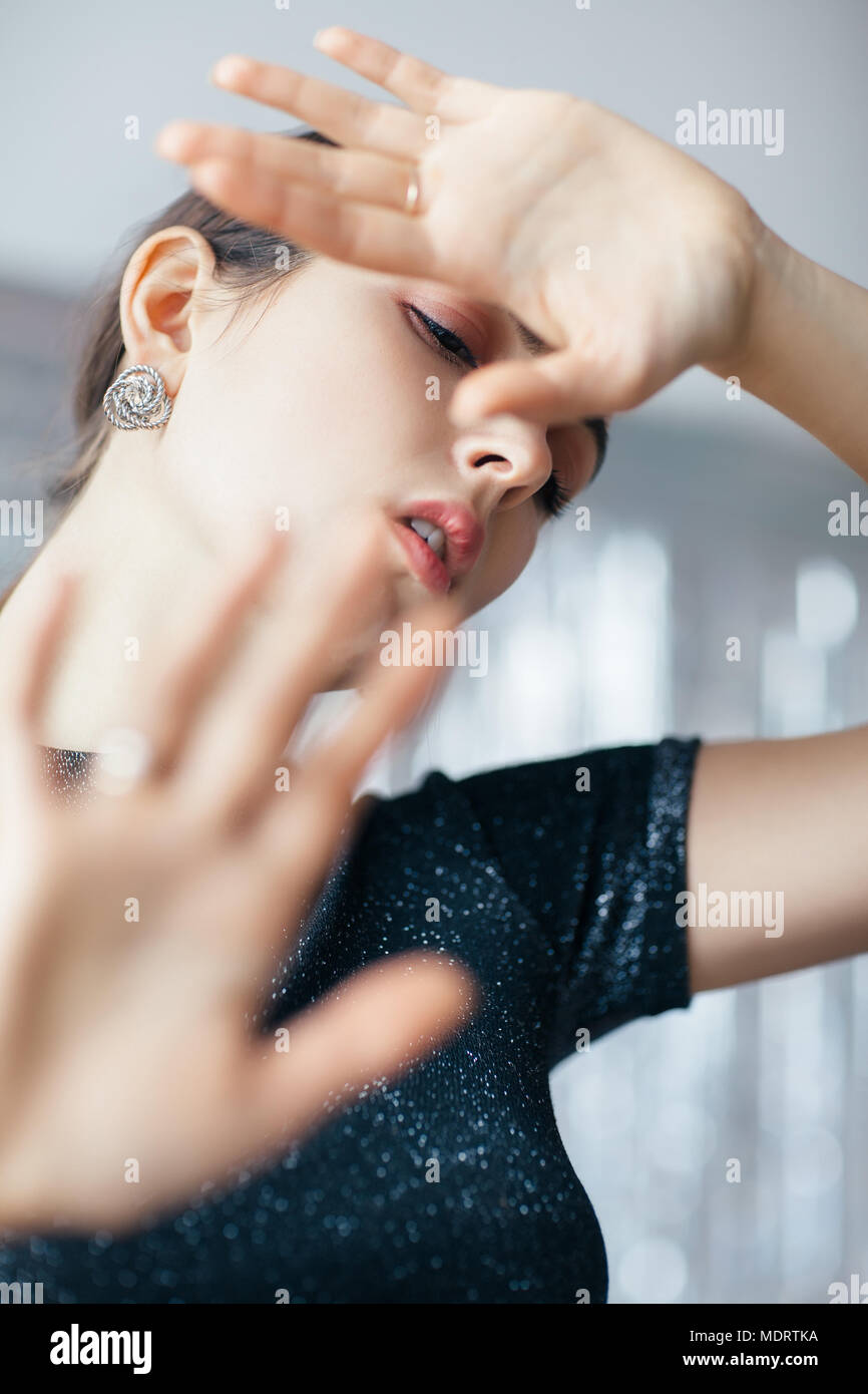 Young woman stop sign hand hi-res stock photography and images - Alamy