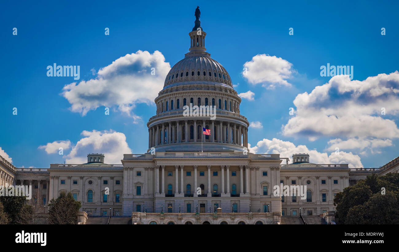 The front of the US Capitol building in Washington DC. Stock Photo