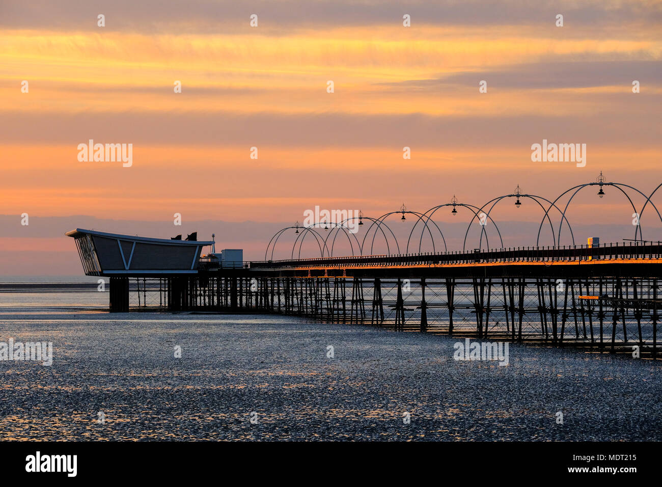 Southport Pier at Sunset Stock Photo