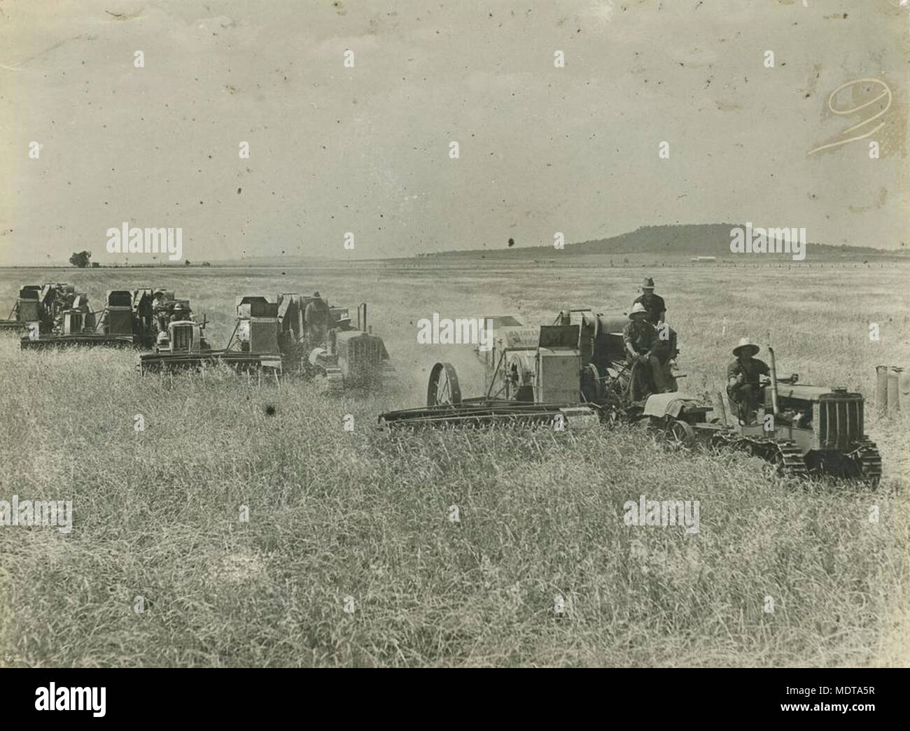 Farm machinery in a working display. Location:  Queensland, Australia  Date:  Undated. Circa 1935 Stock Photo