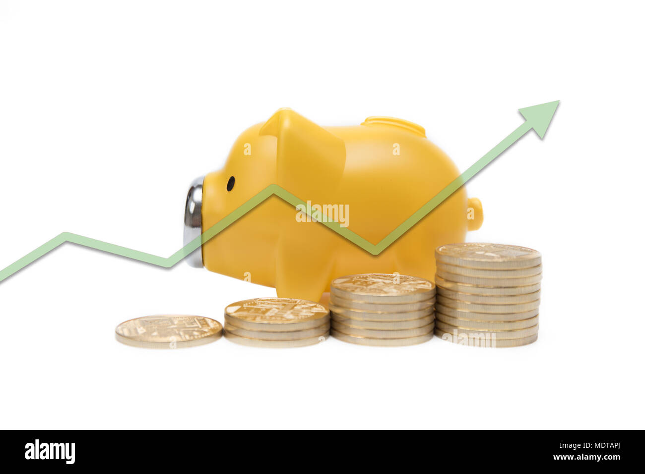 Stack of coins and piggy bank, saving and investment concept with ...
