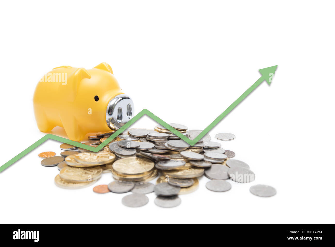 Stack of coins and piggy bank, saving and investment concept with ...