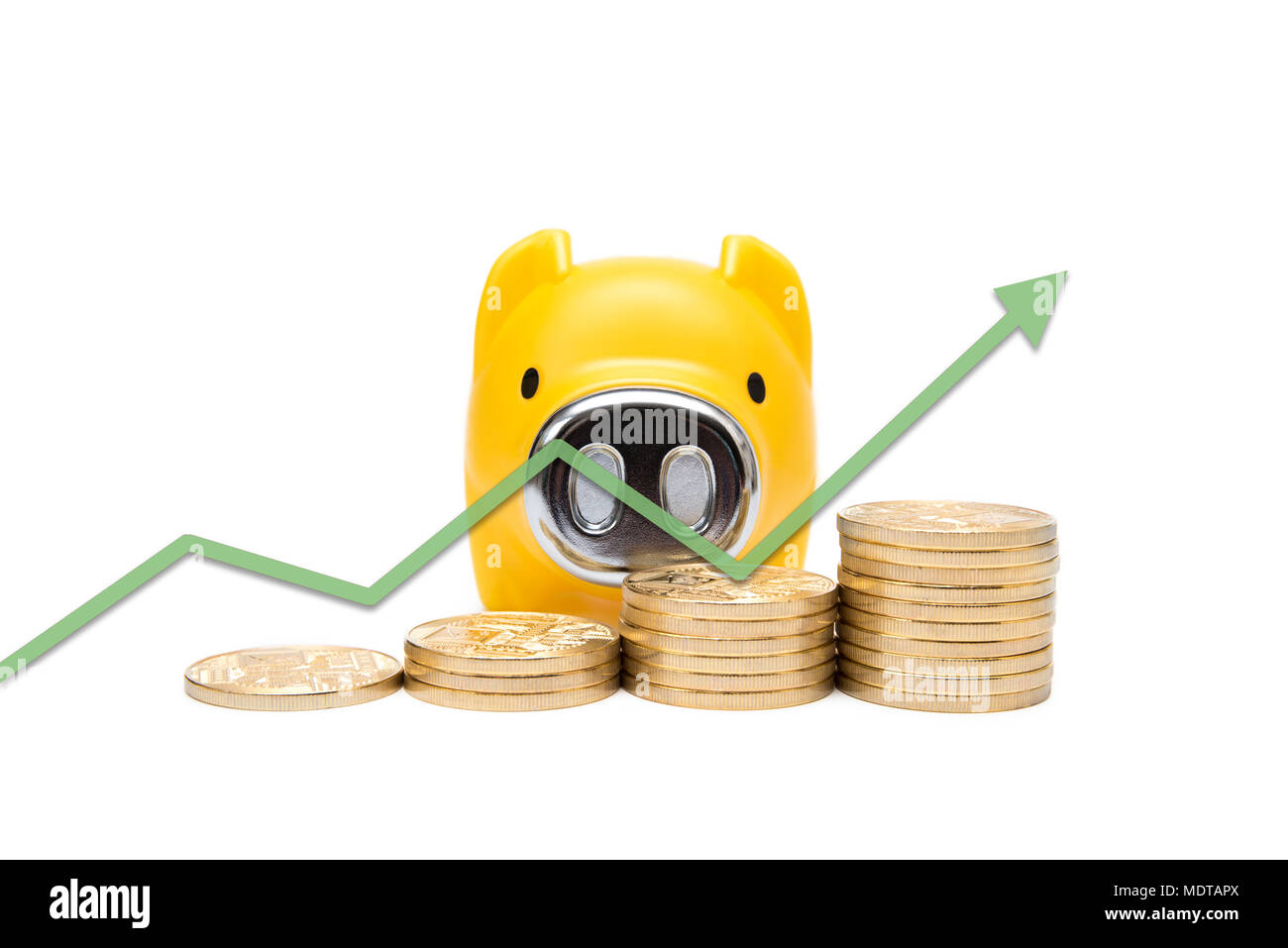 Stack of coins and piggy bank, saving and investment concept with ...