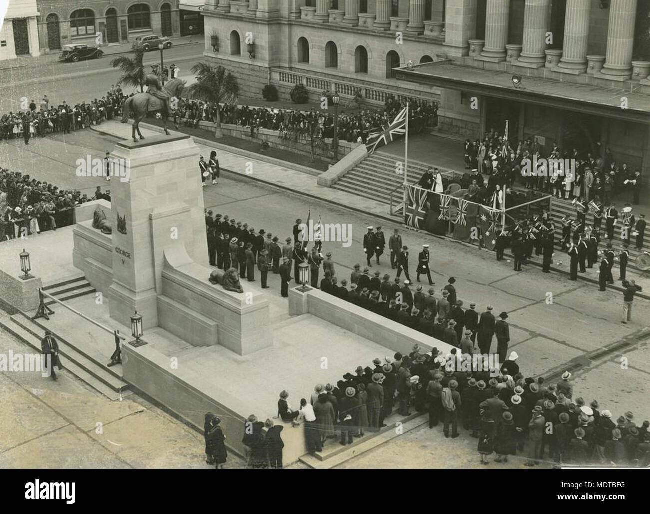 Large crowd gathered in King George V Square for an. Location: Brisbane, Queensland, Australia  Date: Undated, circa 1935 Stock Photo